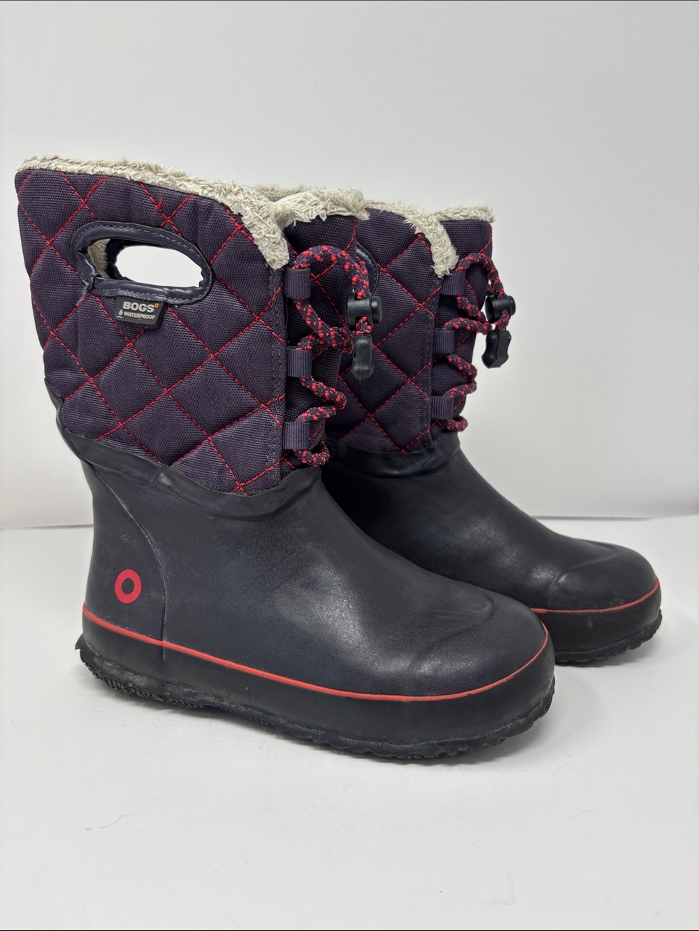 Bogs Big Kids Juno Purple Quilted Faux-Fur Winter Boots Waterproof Youth 5